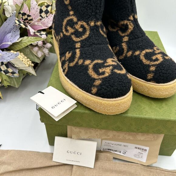 Men, Gucci, jumbo logo GG wool boots size 11.5!made in Italy - Picture 10 of 12